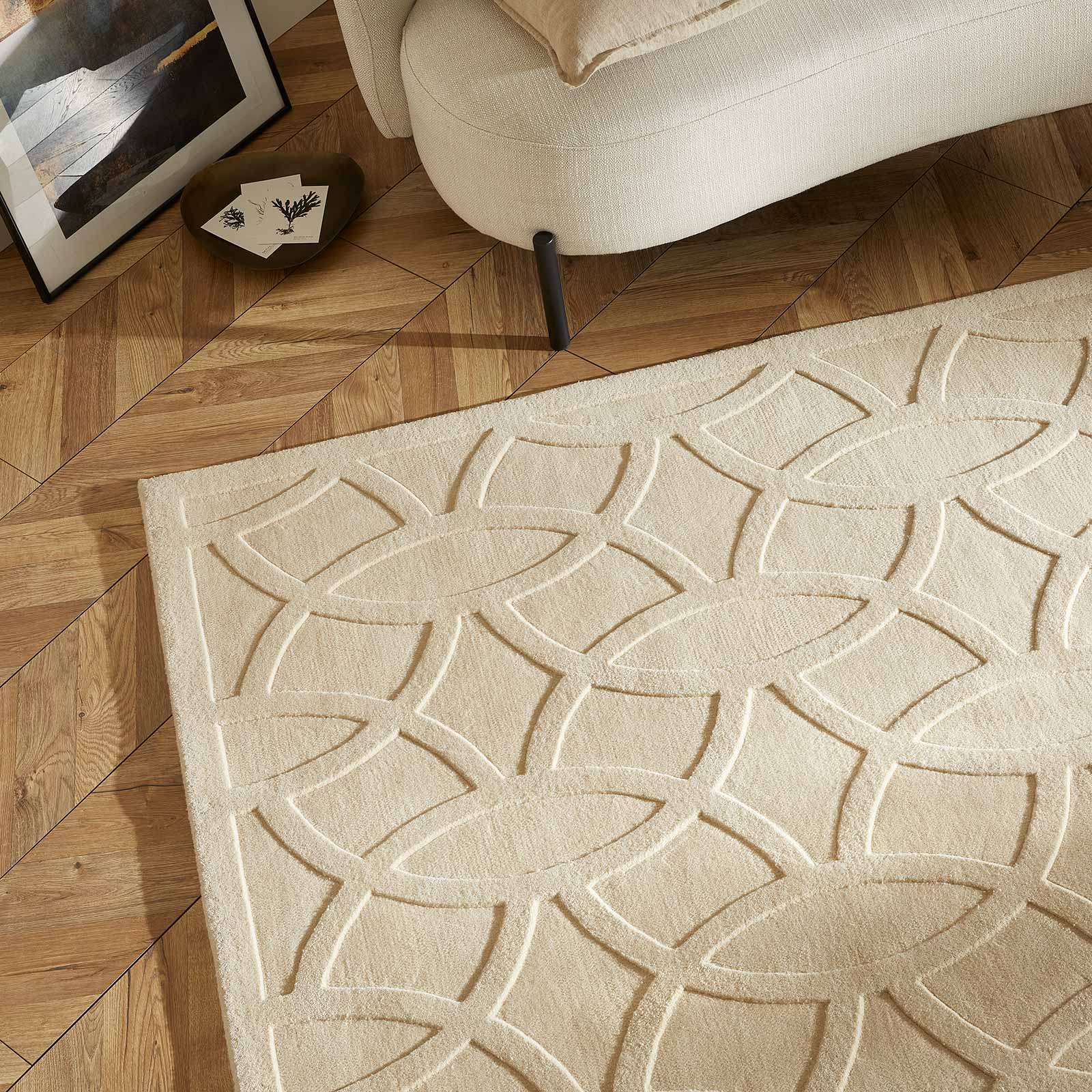 Concept Looms Teppich Priory PR 101 CIRCLES IVORY Closer