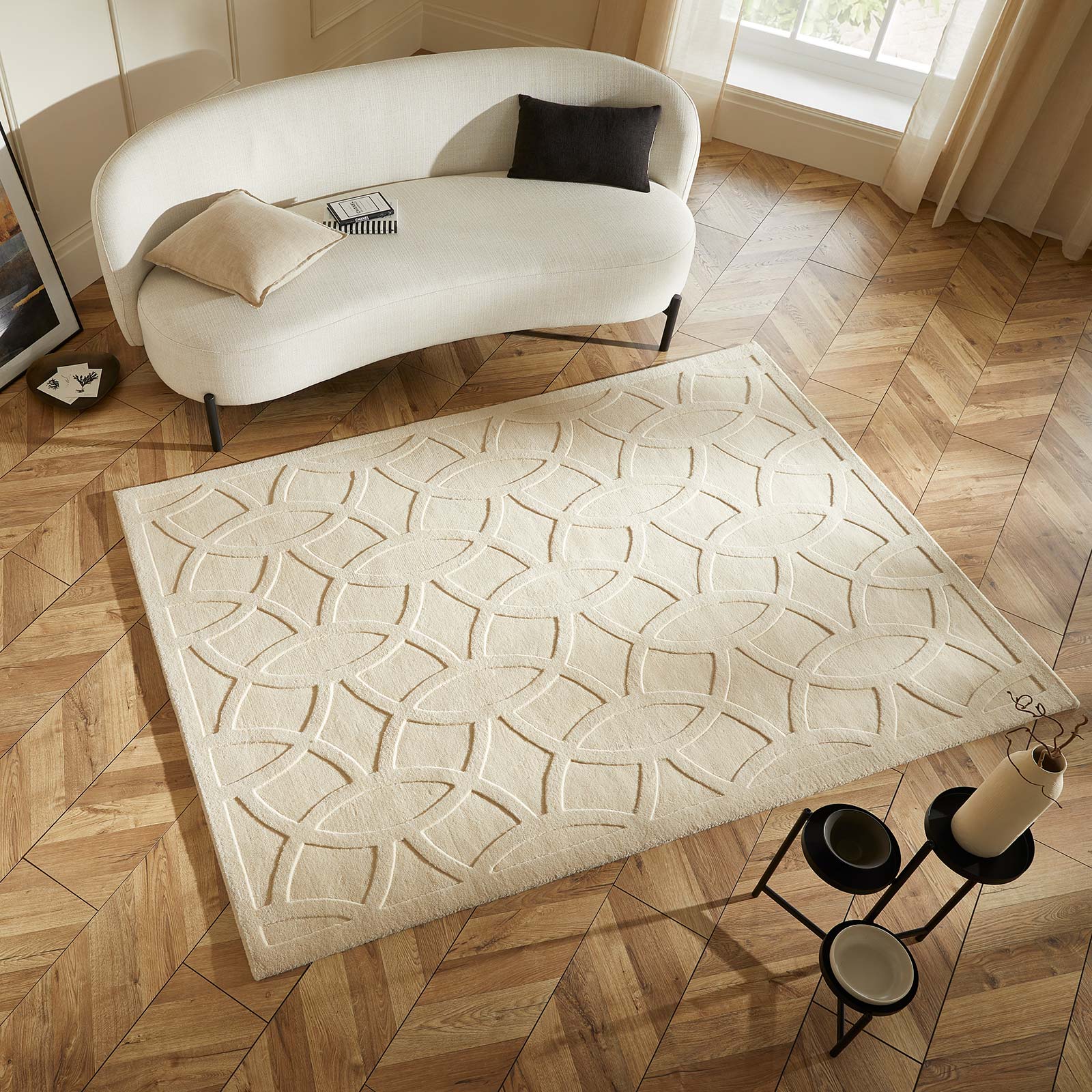 Concept Looms Teppich Priory PR 101 CIRCLES IVORY