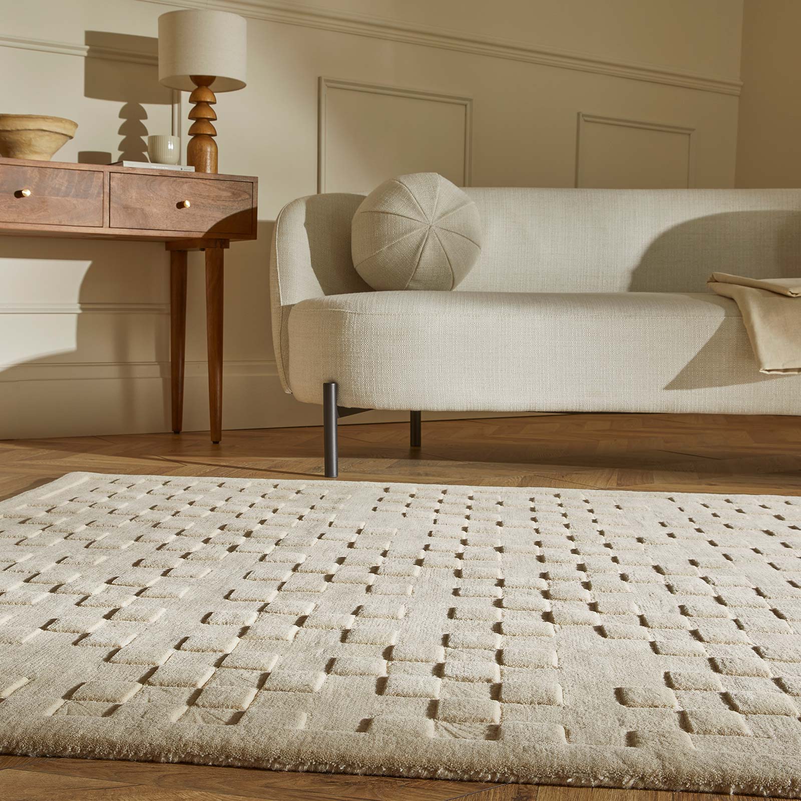 Concept Looms Teppich Priory PR 102 SQUARES BEIGE interior 3