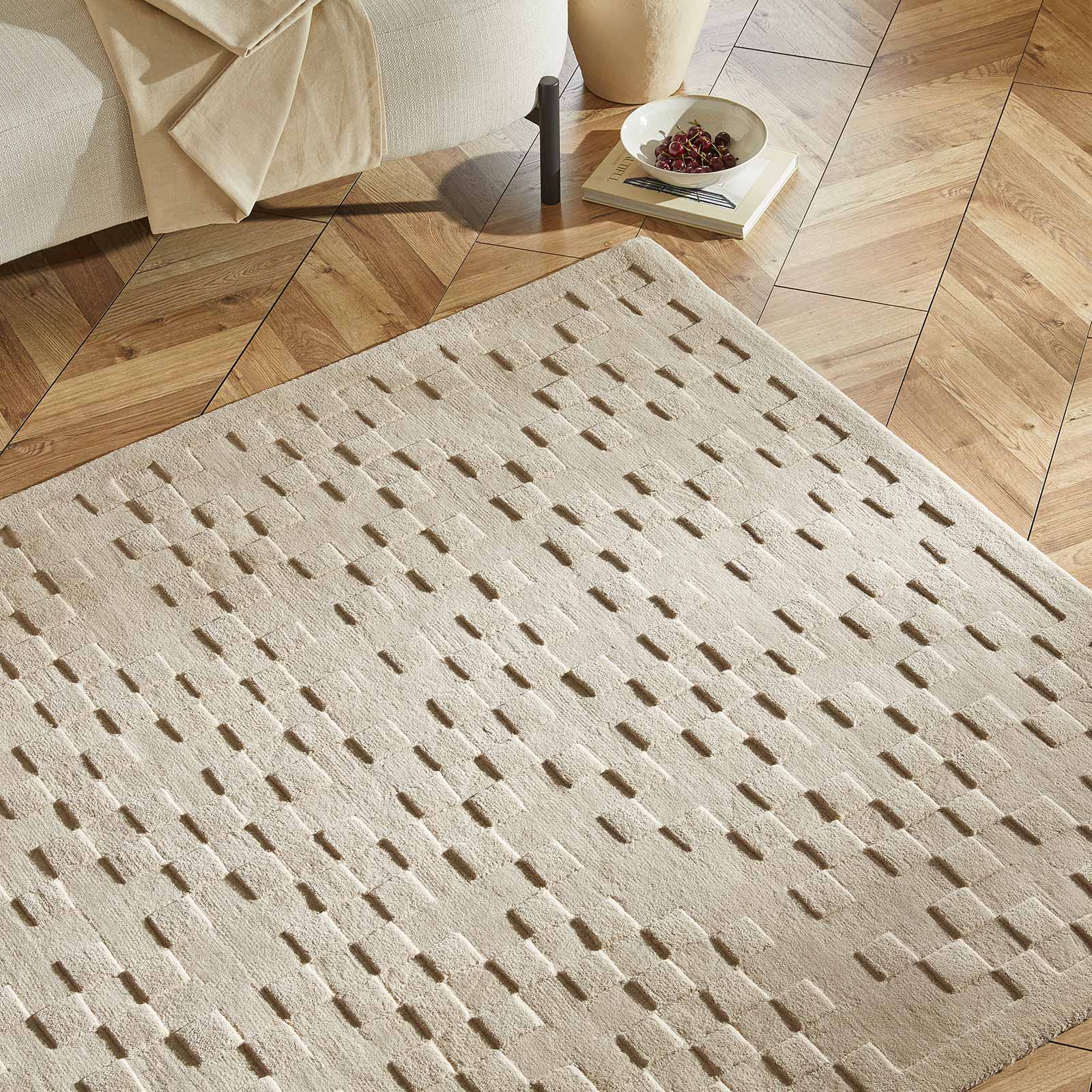 Concept Looms Teppich Priory PR 102 SQUARES TAUPE zoom