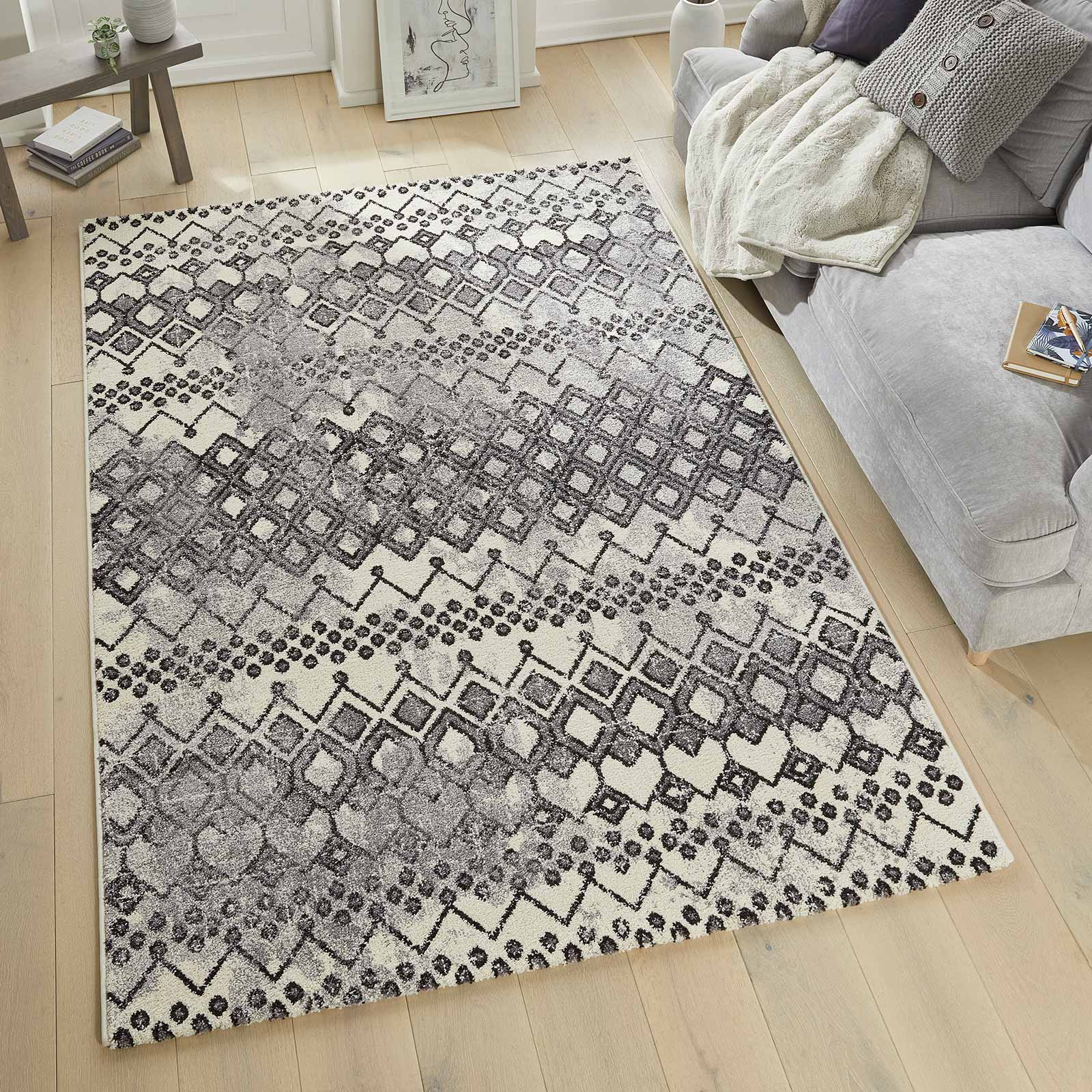 Concept Looms Teppich Somerset SOM104 WHITE ANTHRACITE