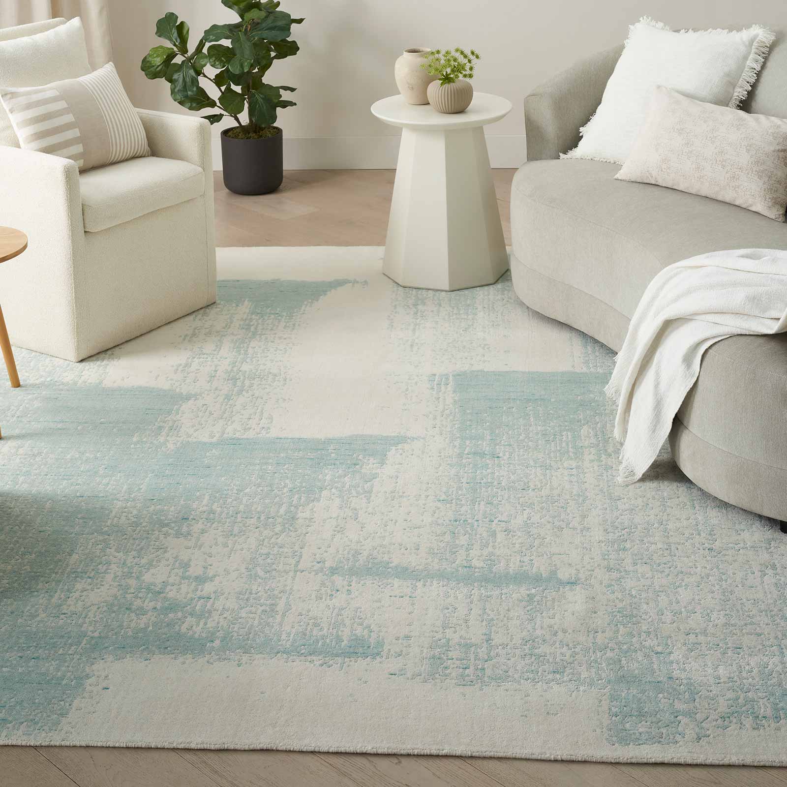 Nourison Teppich Harmony HAY02 IVAQU IVORY AQUA 8x10 099446936219 interior 1